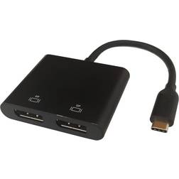 Deltaco USBC-2DP MST Hub USB C - 2xDisplayport 1.4 Adapter M-F 0.1m