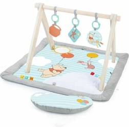 Bright Starts Disney Winnie the Pooh Once Upon a Tummy Time Baby Activity Mat with Wooden Toy Bar