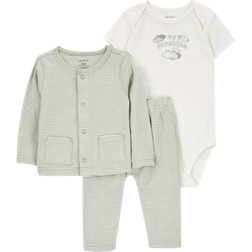 Carter's Baby's Little Cardigan Set 3-piece - White/Green