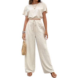 Shein Frenchy Women's Pants Set Loose Texture Solid Color Casual Two Piece Suit