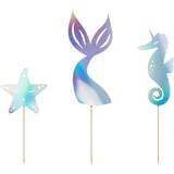 PartyDeco Decor Cake Toppers Mermaid Iridescent 3-pack