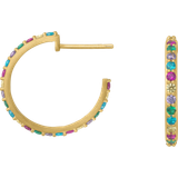 Smykker ByBiehl Rainbow Sparkle Hoop Earrings - Gold/Multicolour
