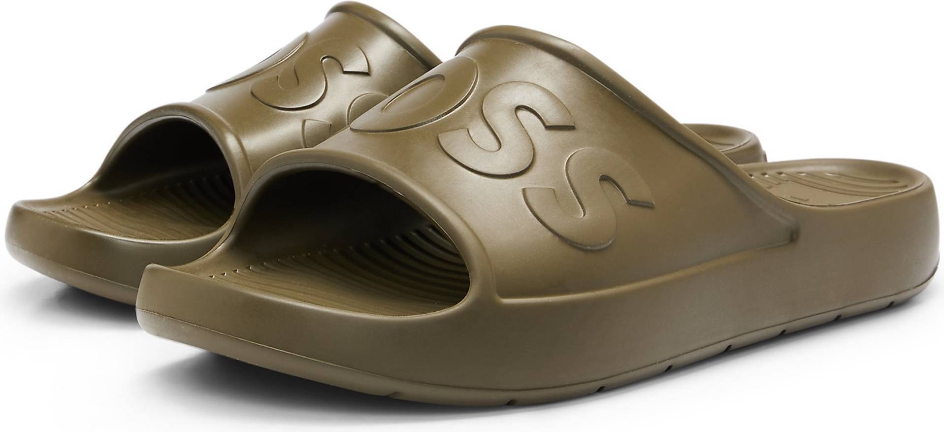 HUGO BOSS Darian Logo Slider Sandals, Khaki • Se pris