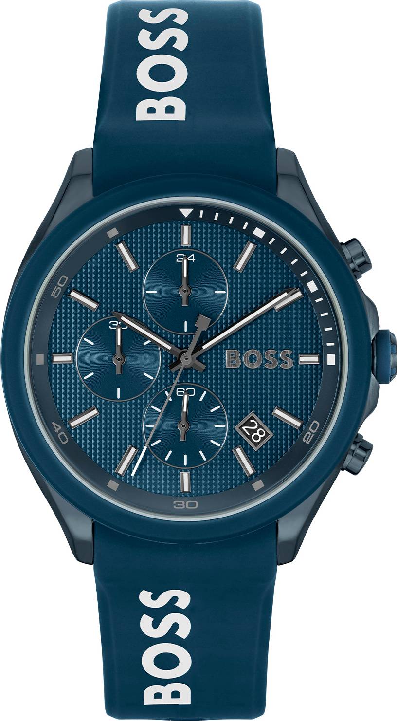HUGO BOSS Blue-plated chronograph watch with blue silicone • Pris