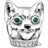 Thomas Sabo Karma Bead Cat Charm - Silver/Green
