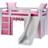 Spiloppe Semi-High Bed Incl Mattress Bed Horse Ladder & Curtains Flowers 81x168cm