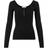 Pieces Kitte Button Front Ribbed Top - Black