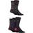 FARAH Patterned Striped and Argyle Cotton Men's Socks 5-pack - Pattern Black/Berry