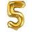 PartyDeco Foil Balloon Number 5 35cm Gold