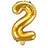 PartyDeco Foil Balloon Number 2 35cm Gold