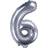 PartyDeco Foil Balloon Number 6 35cm Silver