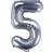 PartyDeco Foil Balloon Number 5 35cm Silver