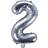 PartyDeco Foil Balloon Number 2 35cm Silver