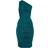 PrettyLittleThing Slinky One Shoulder Ruched Longline Midi Dress - Emerald Green
