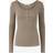 Pieces Kitte Button Front Ribbed Top - Beige