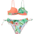 Shein Tropical Print Wrap Cross Push Up Tie Side Bikini Swimsuit - Coral Orange
