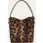 Christian Louboutin Cabachic Mini Leopard-Print Satin Bucket Bag BROWN