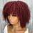 Shein Short Curly Colored Human Hair Wig With Bangs
