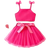 Shein Baby Ruffle Trim Shoulder Cami Top & Mesh Overlay Skirt Set - Pink