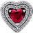 Pandora Sparkling Levelled Heart Charm - Silver/Red/Transparent
