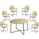 Grythyttan 9A 120cm Table inkl. A2 6 seat Armchair Havemøbelsæt, 1 borde inkl. 6 stole