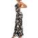PrettyLittleThing Abstract Print Satin Cowl Neck Maxi Dress - Black