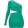 PrettyLittleThing Slinky One Shoulder Waist Cut Out Ruched Bodycon Dress - Bright Green