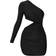PrettyLittleThing Slinky One Shoulder Waist Cut Out Ruched Bodycon Dress - Black