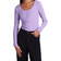 Pieces Kitte Button Front Ribbed Top - Lavender