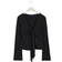 Gina Tricot Tie Front Long Sleeve Top - Black