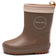 Pom Pom Thermo Rubber Boots with Wool Lining - Brown