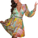 Shein Clasi Floral & Paisley Print Guipure Lace Insert Plunging Neck Dress