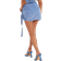 PrettyLittleThing Petite Rose Detail Denim Mini Skirt - Light Blue Wash