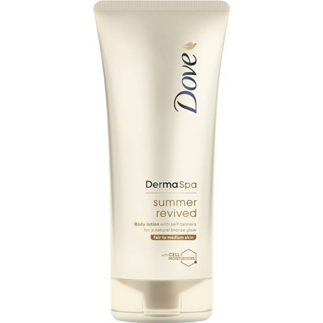 Dove DermaSpa Summer Revived Lotion Fair to Medium 200ml - Bedste selvbruner lotion - Dinskønhed.dk