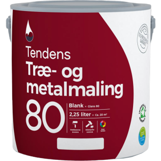 Tendens 80 Træmaling, Metalmaling Hvid 2.25L