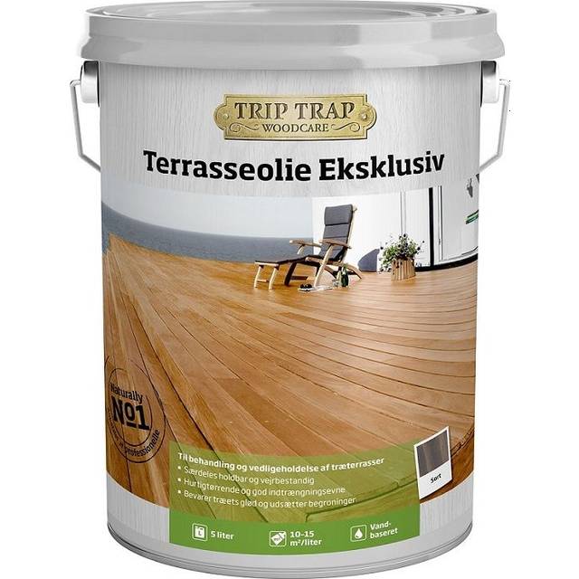 Trip trap Terrace Exclusive Olie Sort 5L - Terrasseolie test – Her er de bedste olier - Havekrogen.dk