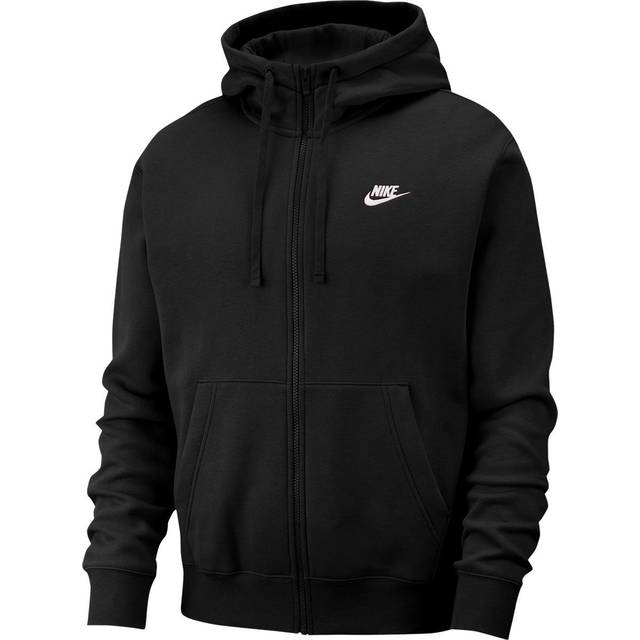Nike Sportswear Club Fleece Full-Zip Hoodie - Black/White - gavehylden.dk