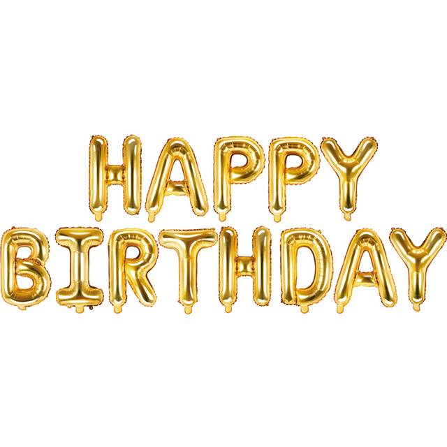 PartyDeco Text & Theme Balloons Happy Birthday Gold - Hvordan holder man en god børnefødselsdag? - Vildmedbørn.dk