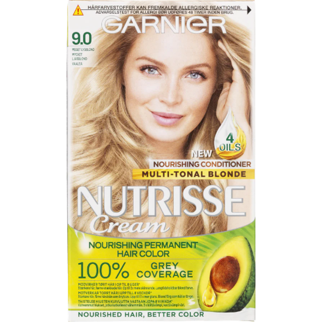 Garnier Nutrisse Cream #9.0 Light Blonde - Guide: Fra mørkt til lyst hår - Dinskønhed.dk