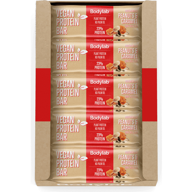 Bodylab Vegan Protein Bar Peanuts & Caramel 40g 20 stk - Gaveideer til ham - MOREFEWS