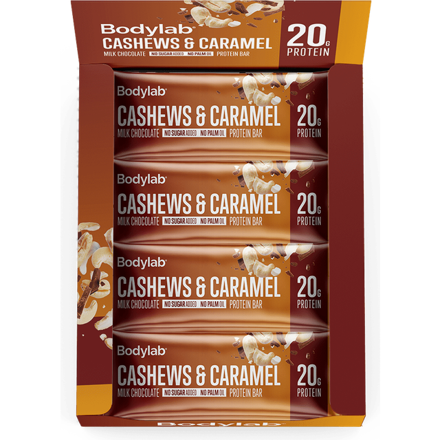 Bodylab Protein Bar Cashews & Caramel 55g 12 stk - Gave til bror og søster - MOREFEWS