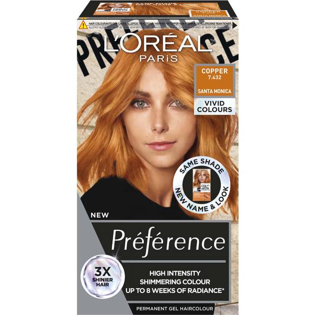 L'Oréal Paris Preference Vivid #7.43 Copper - Guide: Fra mørkt til lyst hår - Dinskønhed.dk