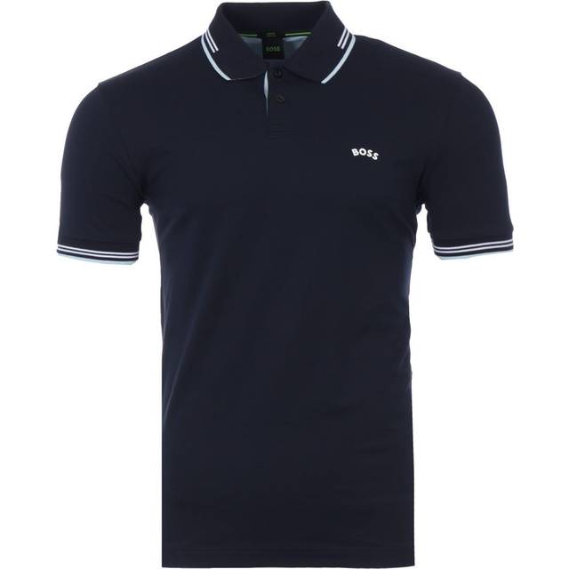 HUGO BOSS Paul Curved Polo Shirt - Navy - Svendegaver - MOREFEWS