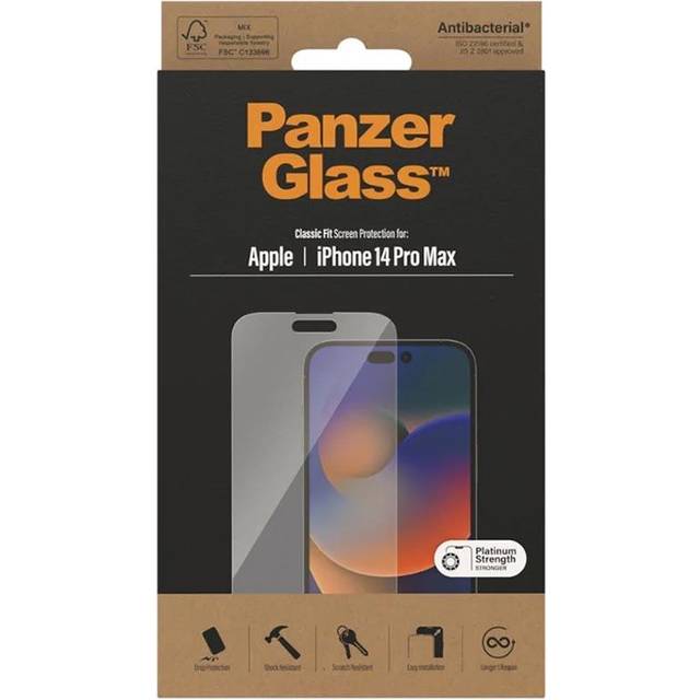 PanzerGlass Classic Fit Screen Protector for iPhone 14 Pro Max - gavehylden.dk