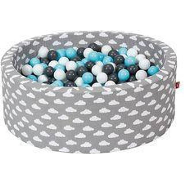 knorr® toys Piscine à balles enfant soft grey white clouds 300 balles  crème/gris/bleu clair